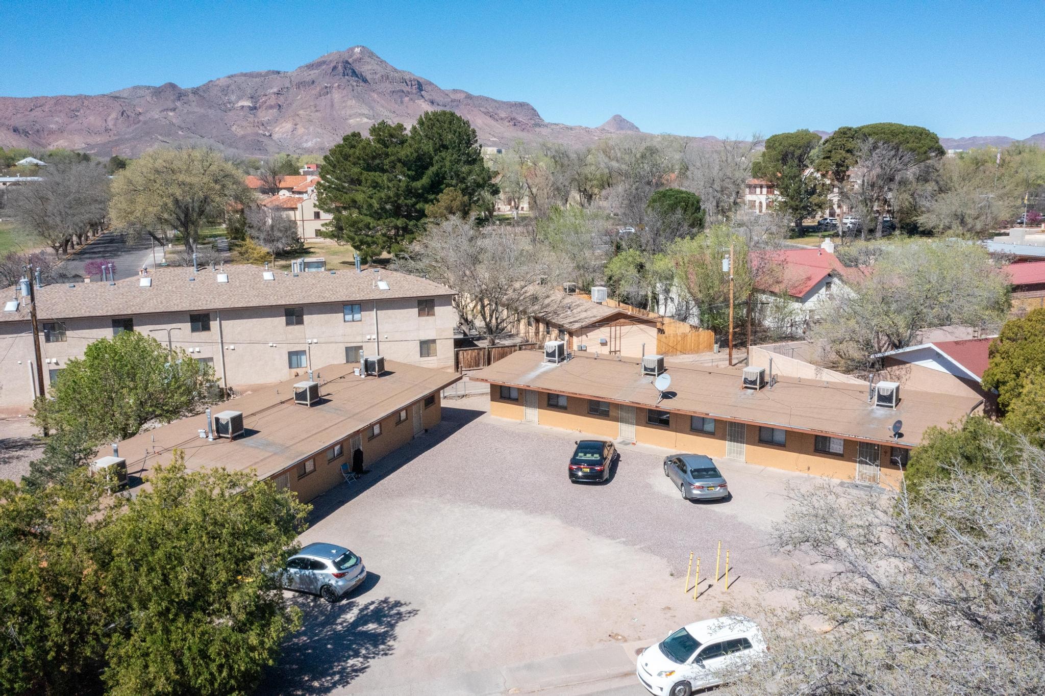 705 Bursum aerial view with M Mountain and Magdalena Mountains backdrop